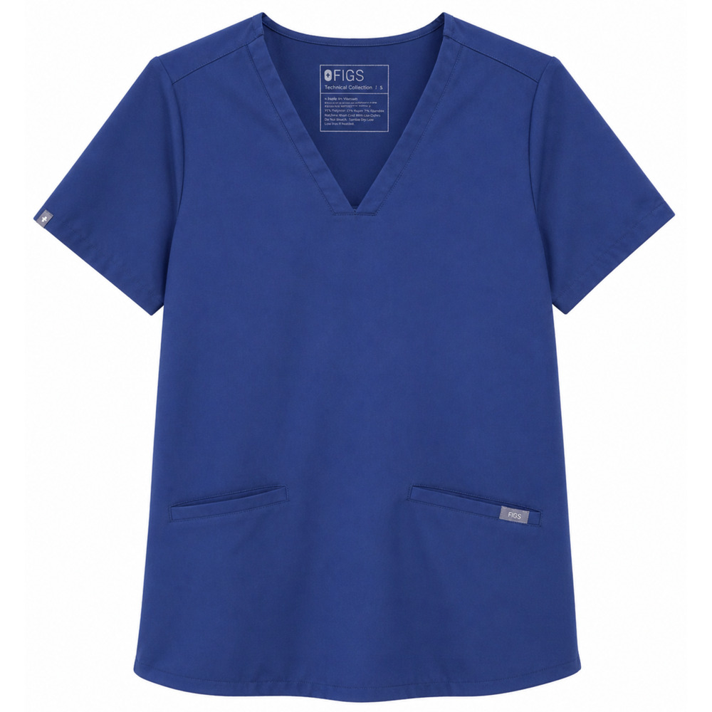 FIGS Women's Blue Scrub Top Size Small Stretch Medical Uniform Workwear Pockets